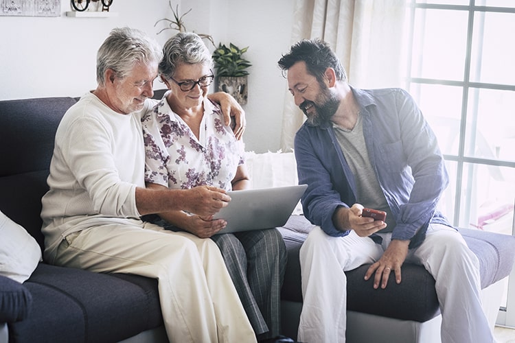 aged family at home senior and adult