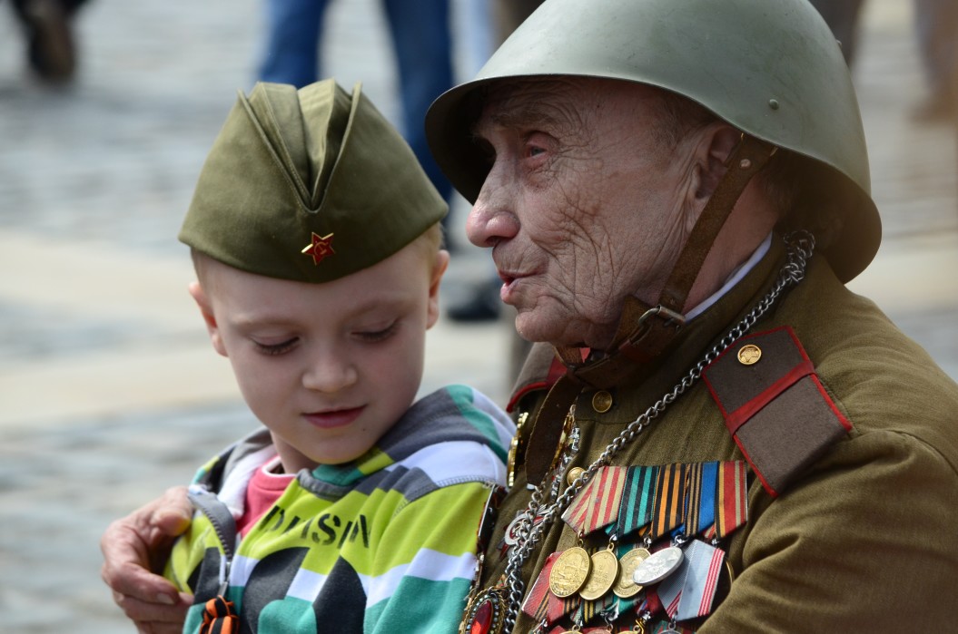 veteran grandfather with grandson